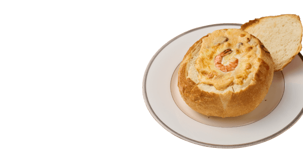 Seafood Gratin in a Bread Case